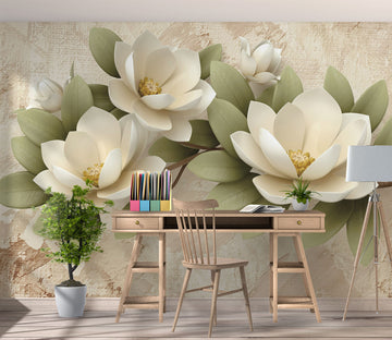 3D White Flower 1066 Wall Murals