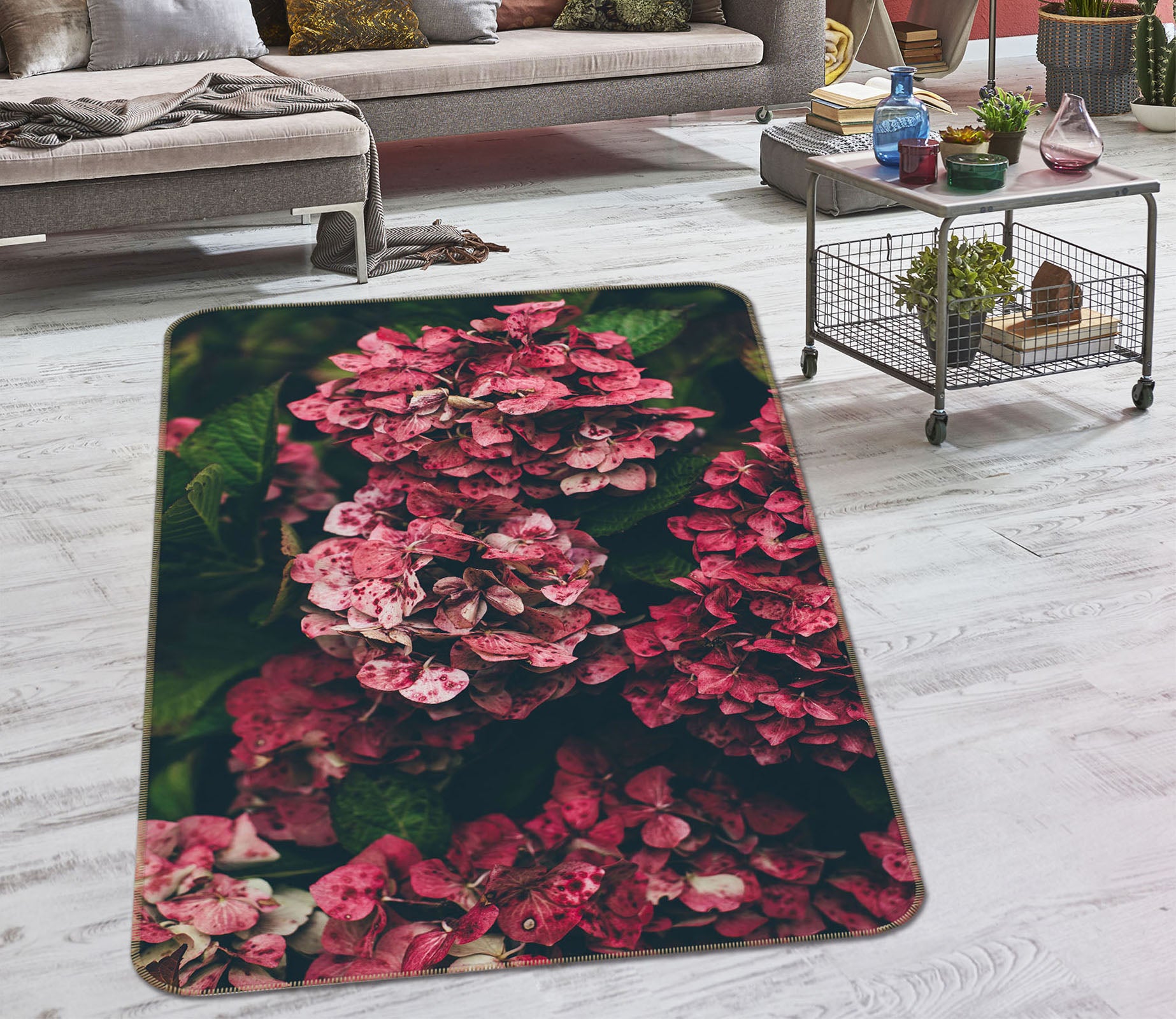 3D Hydrangea 65157 Non Slip Rug Mat