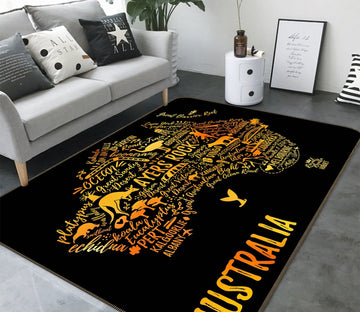 3D Golden Letters 254 World Map Non Slip Rug Mat Mat AJ Creativity Home 