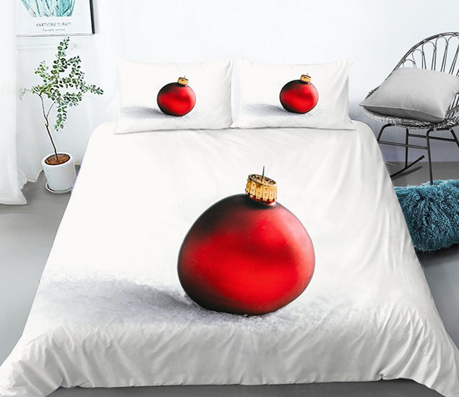 3D Red Ball 46029 Christmas Quilt Duvet Cover Xmas Bed Pillowcases