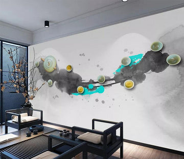 3D Green Teapot Teacup WC543 Wall Murals