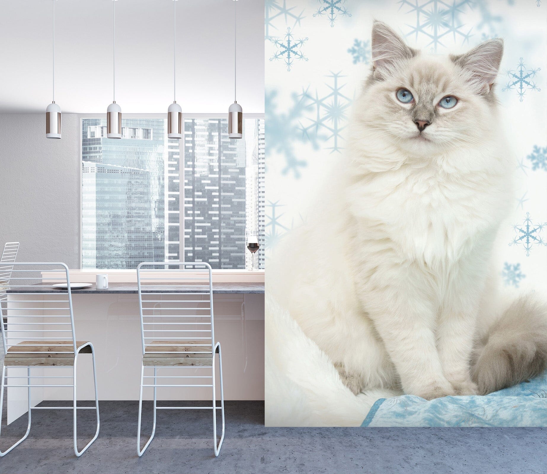 3D Kitten Snowflake 113 Wall Murals Wallpaper AJ Wallpaper 2 
