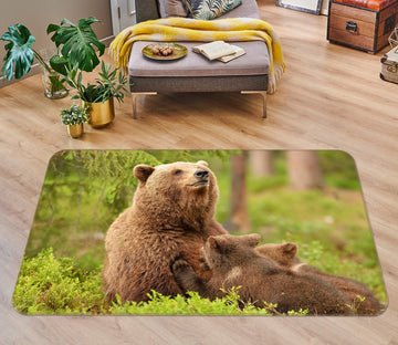 3D Brown Bear Lawn 064 Animal Non Slip Rug Mat