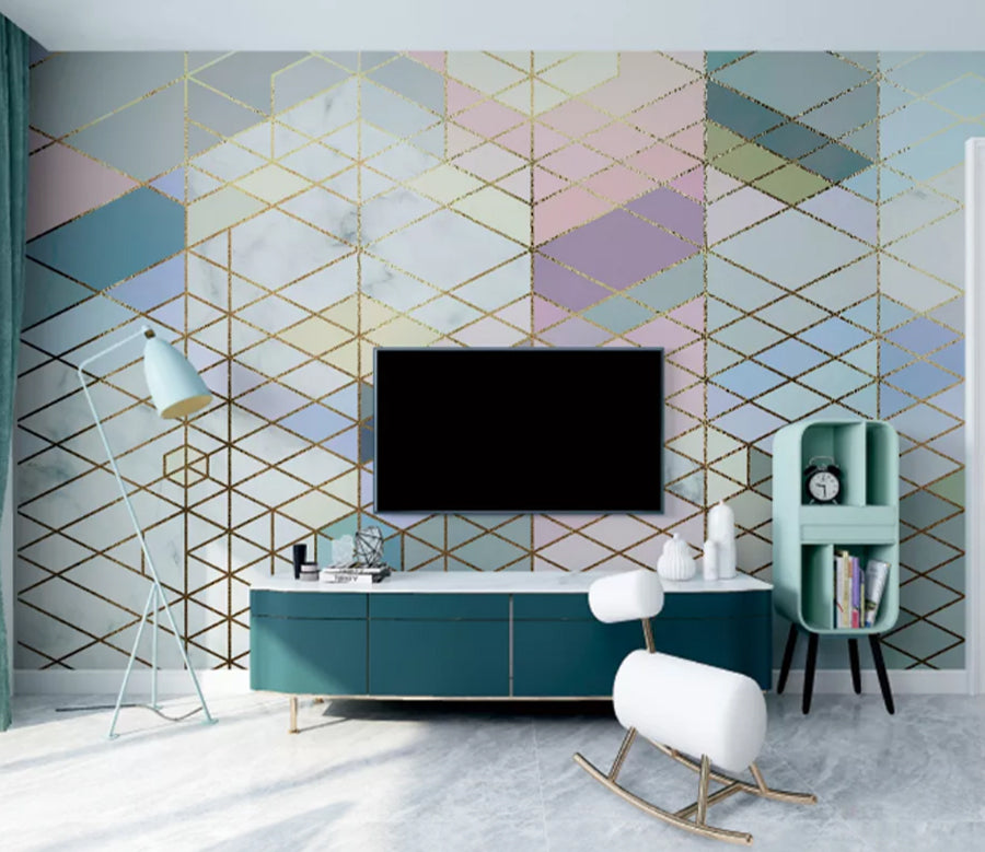 3D Golden Diamond WC2194 Wall Murals