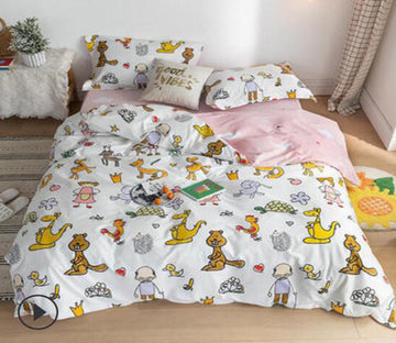 3D Cartoon Kangaroo 14102 Bed Pillowcases Quilt