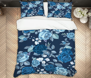3D Blue Flowers 61006 Bed Pillowcases Quilt