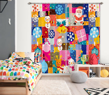 3D Colored Square Snowflake 52012 Christmas Curtains Drapes Xmas