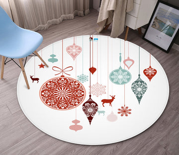 3D Snowflake Ball Ornaments 067 Round Non Slip Rug Mat Mat AJ Creativity Home 