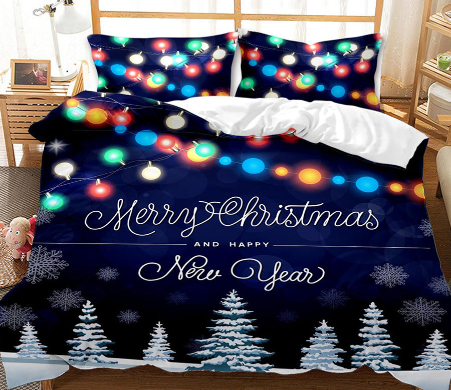 3D Christmas Tree Colored Lights 46002 Christmas Quilt Duvet Cover Xmas Bed Pillowcases