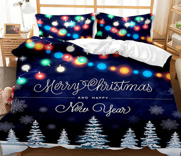 3D Christmas Tree Colored Lights 46002 Christmas Quilt Duvet Cover Xmas Bed Pillowcases