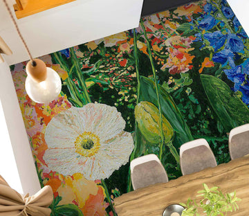 3D Colorful Flowers Painting 9565 Allan P. Friedlander Floor Mural