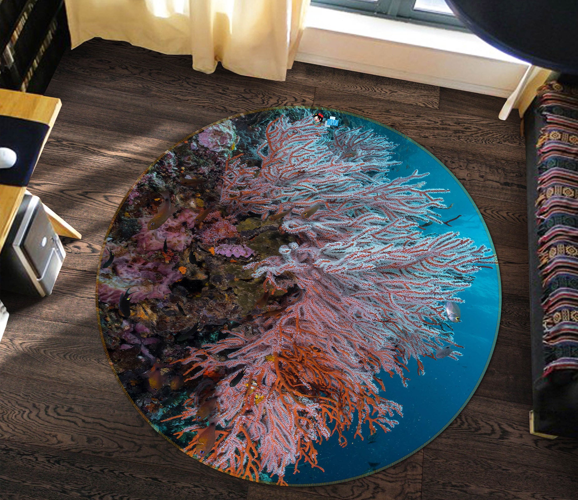 3D Coral 69214 Round Non Slip Rug Mat