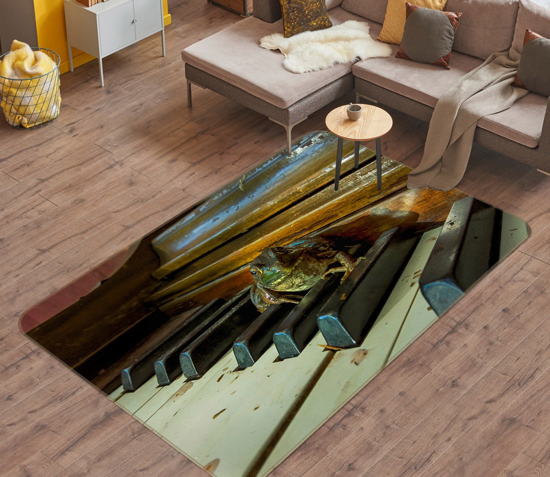 3D Old Piano Frog 1028 Jerry LoFaro Rug Non Slip Rug Mat