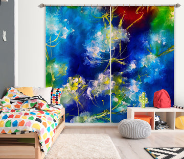 3D Blue Flower 2420 Skromova Marina Curtain Curtains Drapes