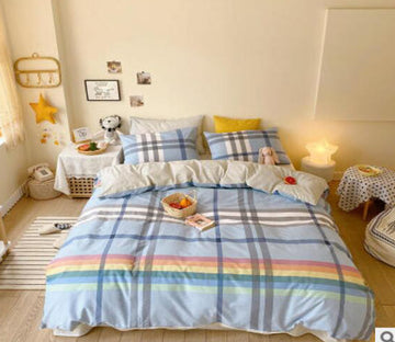 3D Rainbow Blue Lattice 40192 Bed Pillowcases Quilt
