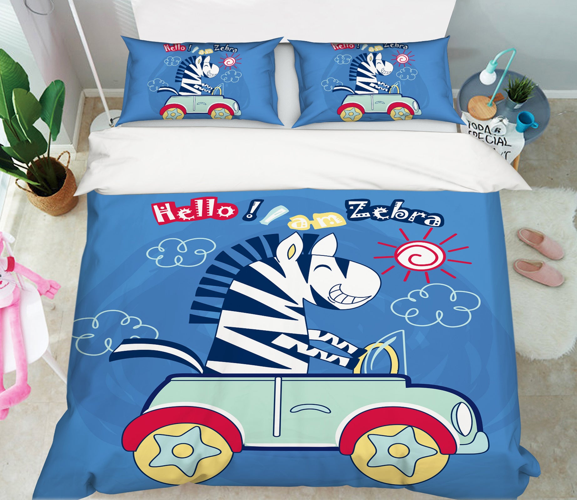 3D Car Zebra 59020 Bed Pillowcases Quilt