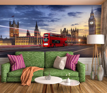 3D Clock Tower Bus 114 Vehicle Wall Murals