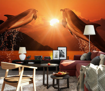 3D Sunset Dolphin 2003 Wall Murals Wallpaper AJ Wallpaper 2 