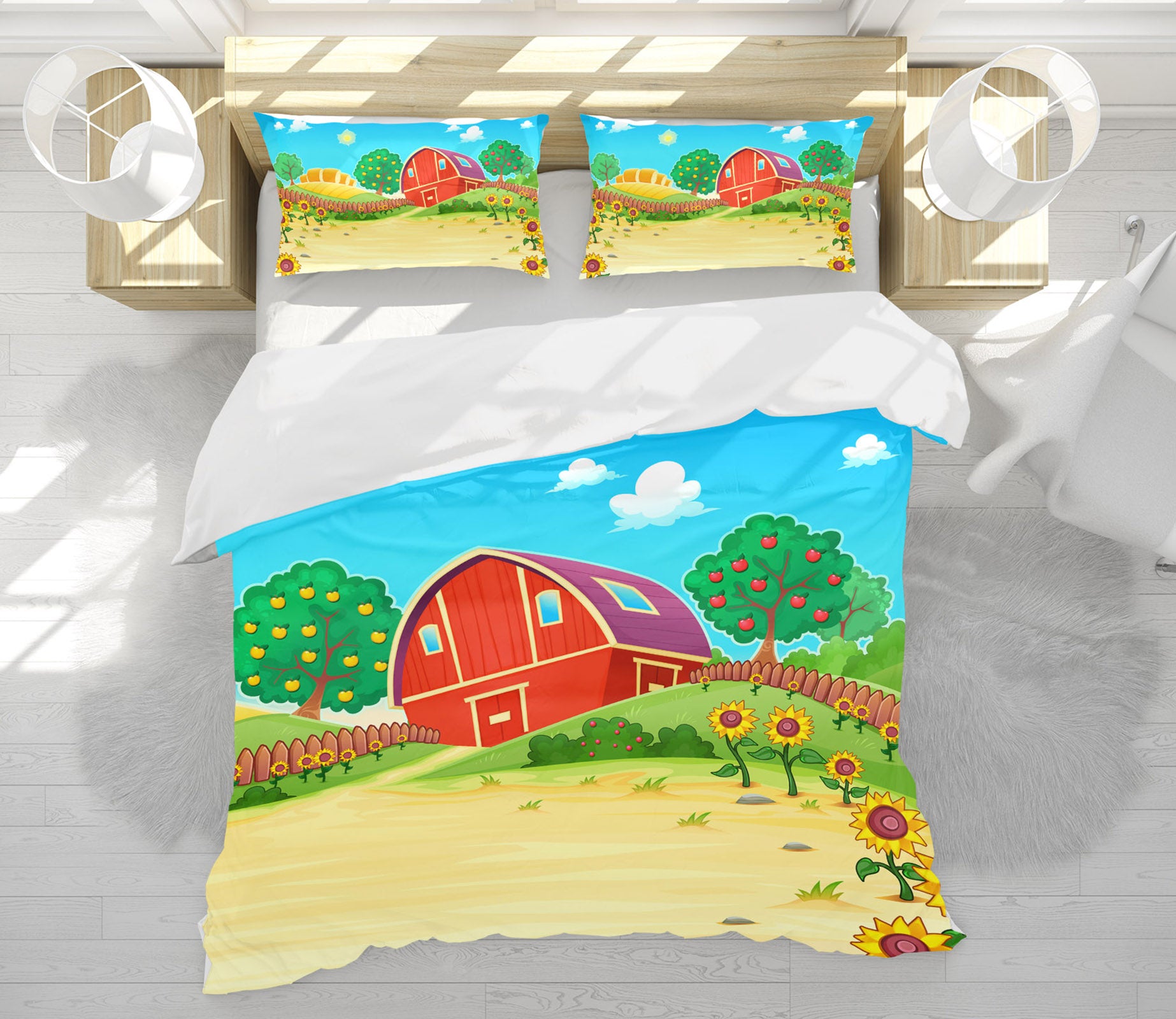 3D Houses Sunflower 19150 Bed Pillowcases Quilt