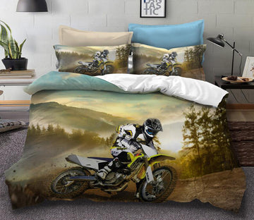 3D Mountain Motorcycle 1069 Bed Pillowcases Quilt