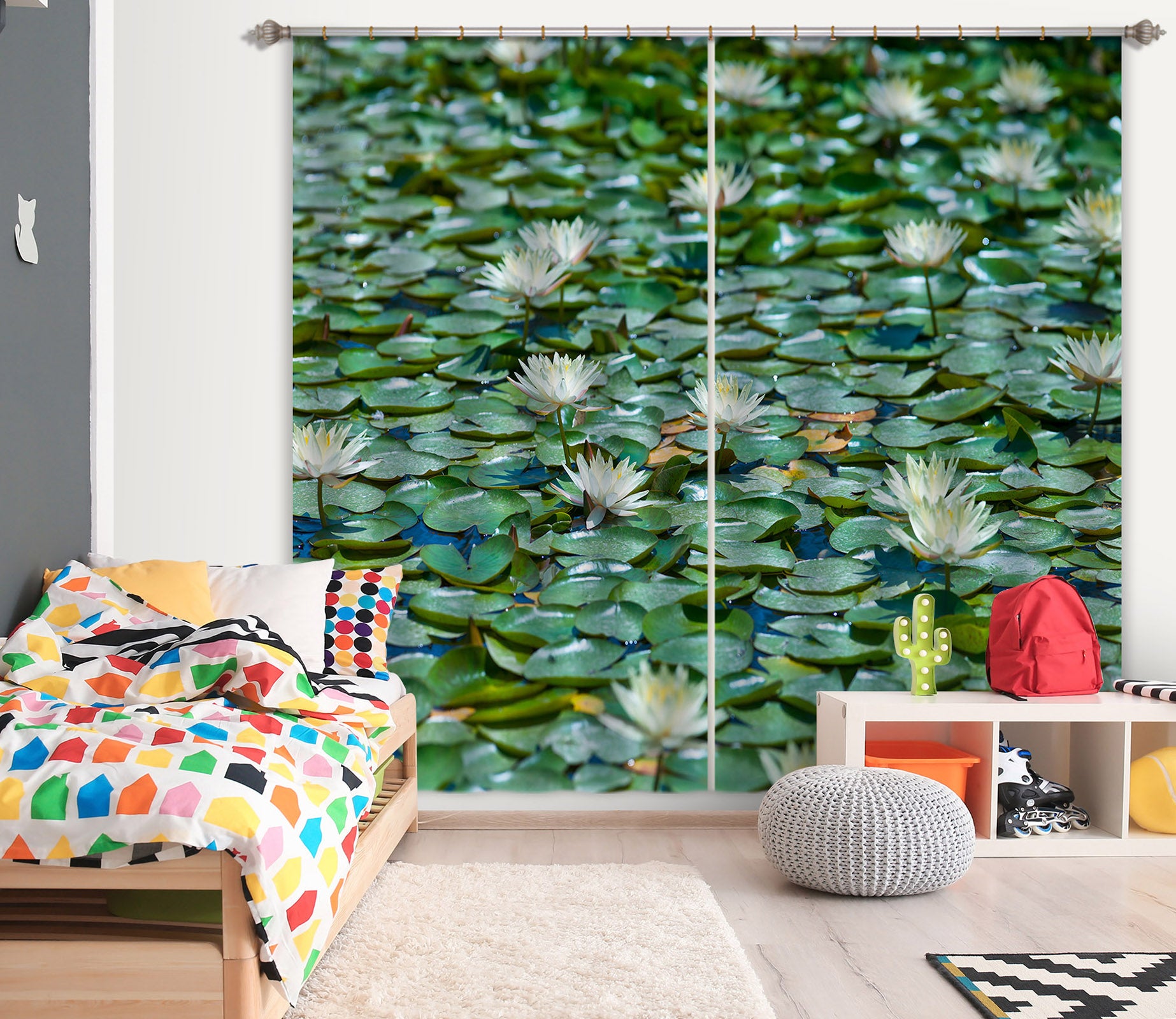 3D Lotus Pond 6310 Assaf Frank Curtain Curtains Drapes
