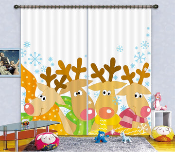 3D Cartoon Deer Herd 44 Curtains Drapes Curtains AJ Creativity Home 