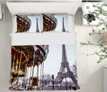 3D Carousel Eiffel Tower 1013 Assaf Frank Bedding Bed Pillowcases Quilt Quiet Covers AJ Creativity Home 