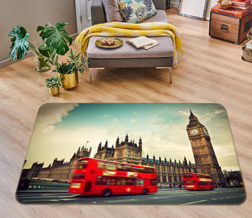 3D Red Double Decker Building 42065 Vehicle Non Slip Rug Mat