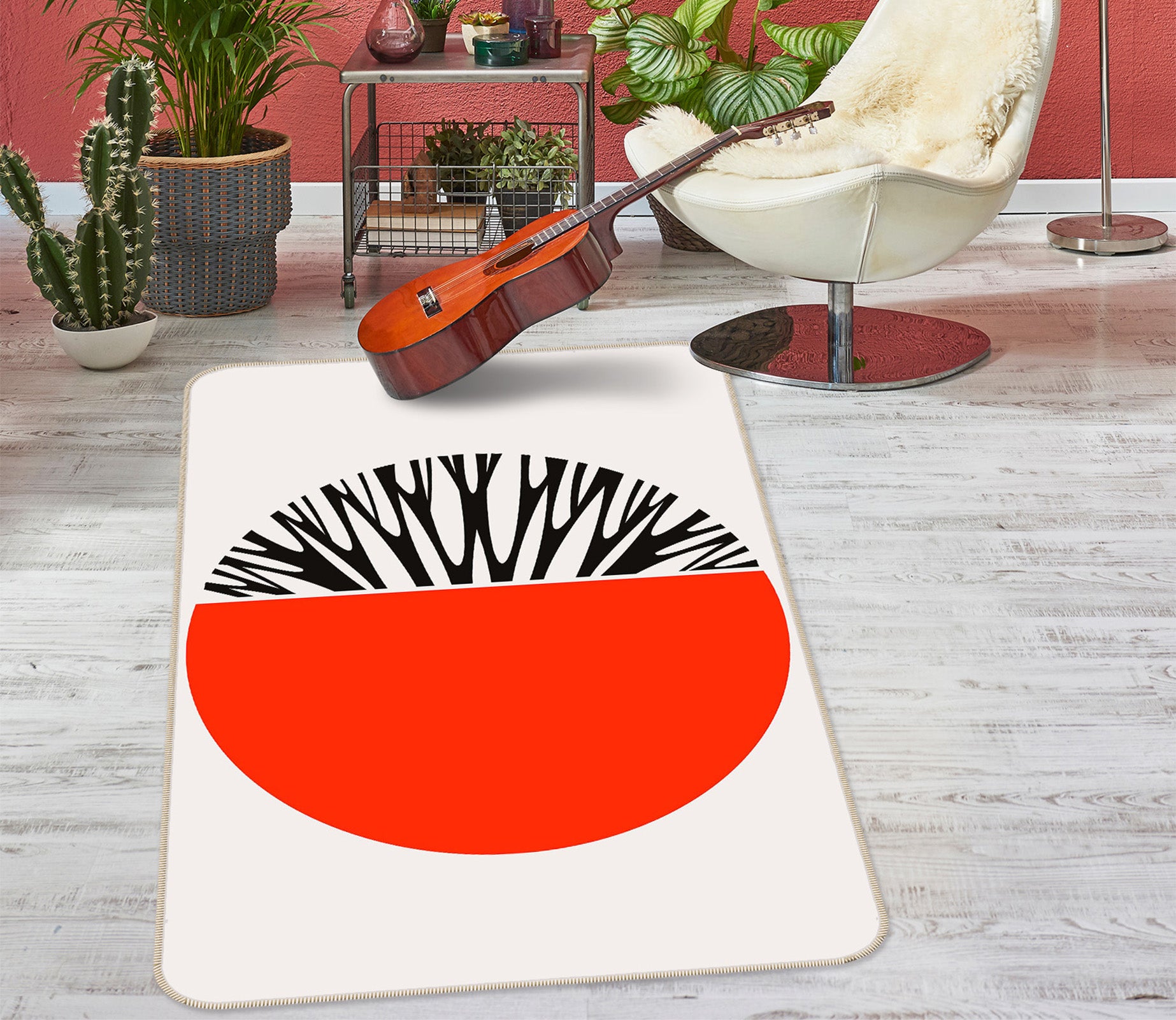 3D Red Graphics 1008 Boris Draschoff Rug Non Slip Rug Mat