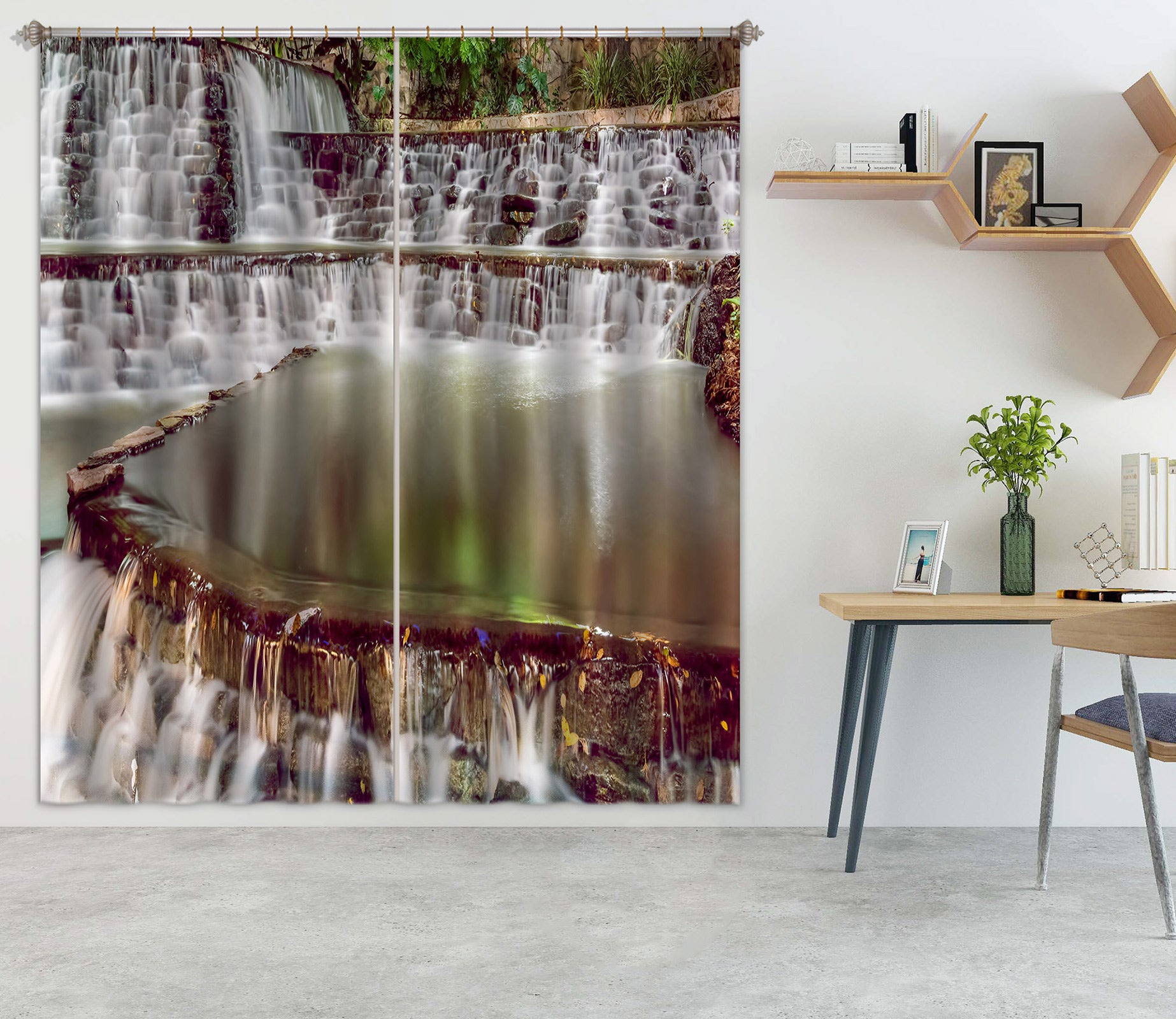 3D Waterfall Rock 5345 Beth Sheridan Curtain Curtains Drapes