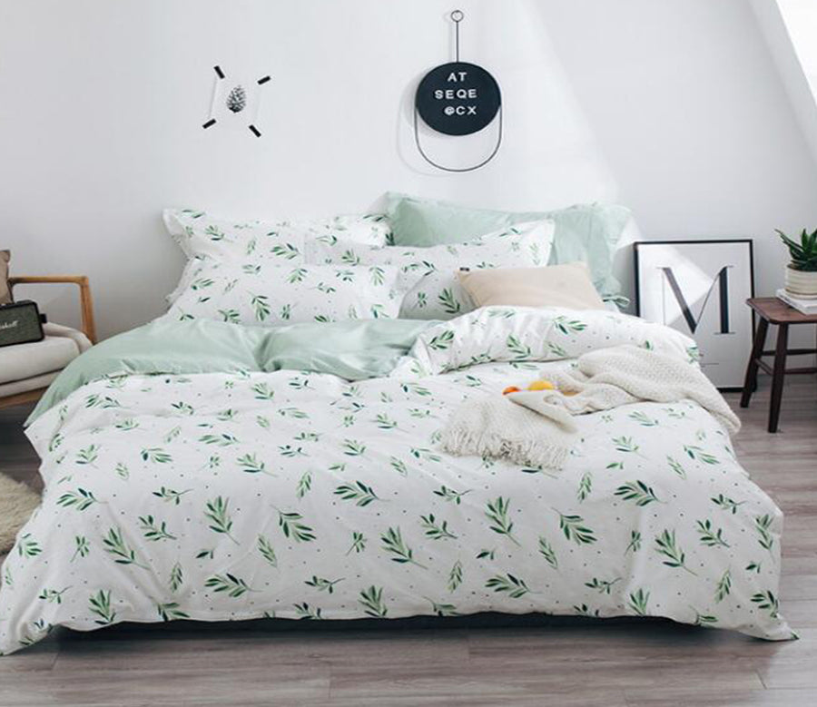 3D Green Leaves 5141 Bed Pillowcases Quilt