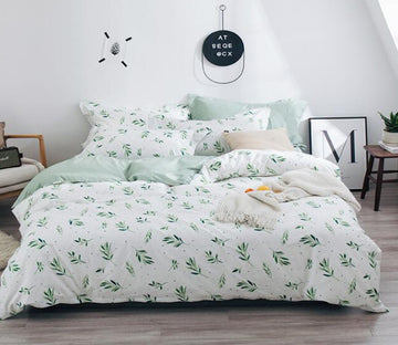 3D Green Leaves 5141 Bed Pillowcases Quilt
