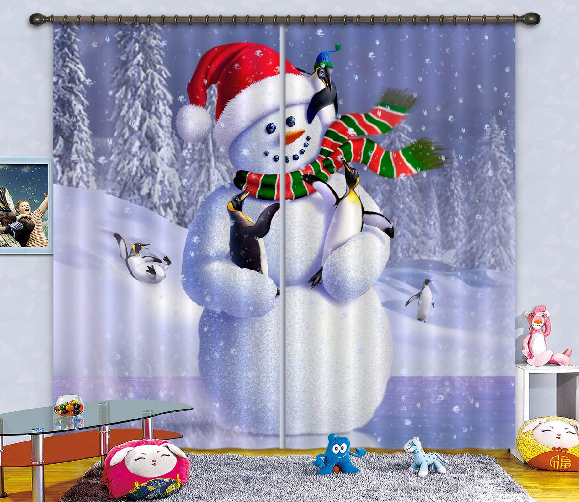 3D Snowman 86097 Jerry LoFaro Curtain Curtains Drapes
