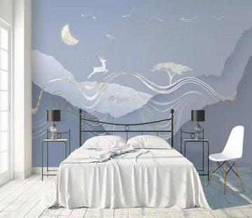 3D Moon Deer 2104 Wall Murals Wallpaper AJ Wallpaper 2 