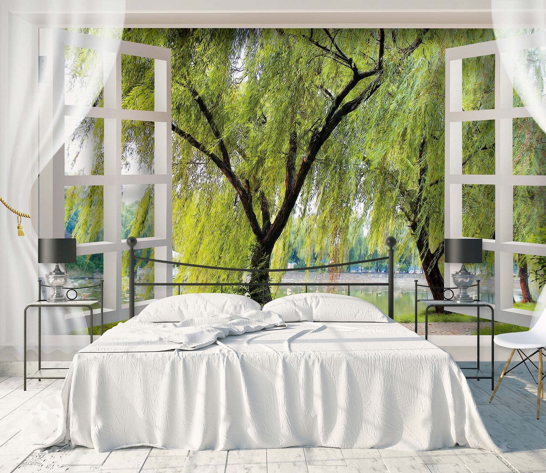3D Green Willow 1620 Wall Murals Wallpaper AJ Wallpaper 2 