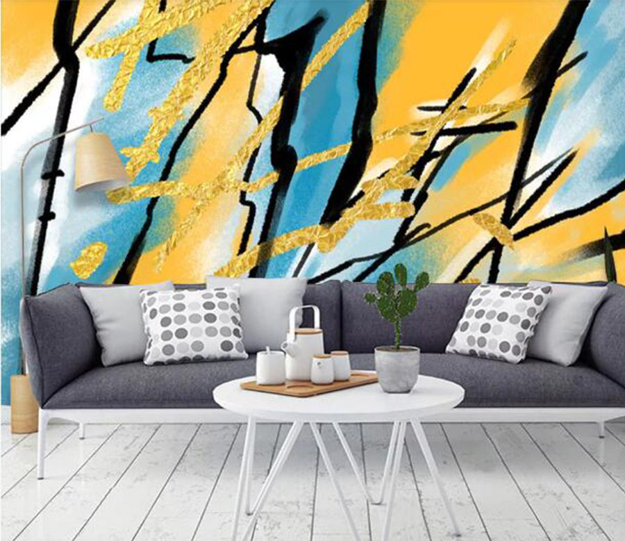 3D Yellow Graffiti WC1075 Wall Murals