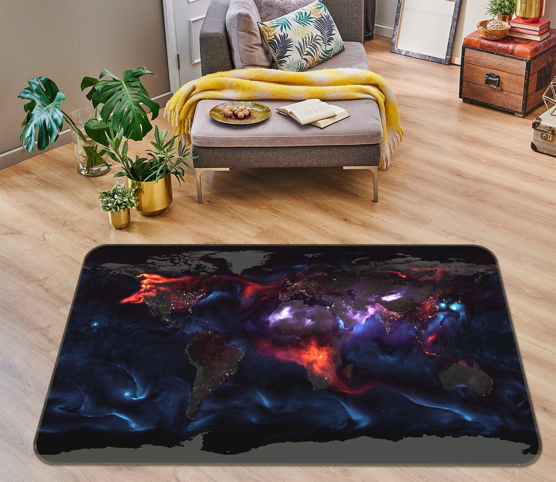 3D Color Starry Sky 2010 World Map Non Slip Rug Mat Mat AJ Creativity Home 