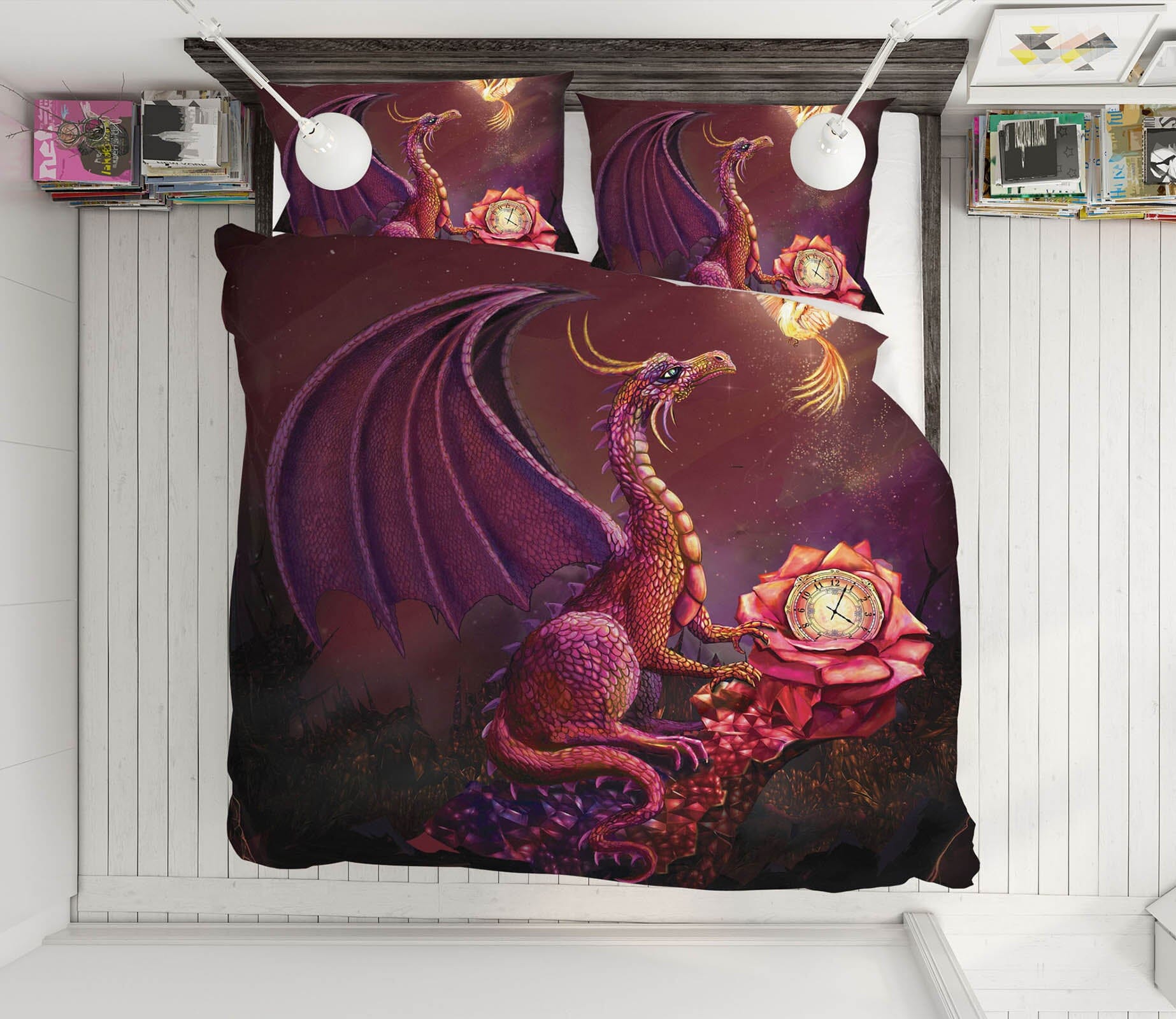 3D Phoenix Dragon 127 Rose Catherine Khan Bedding Bed Pillowcases Quilt Quiet Covers AJ Creativity Home 