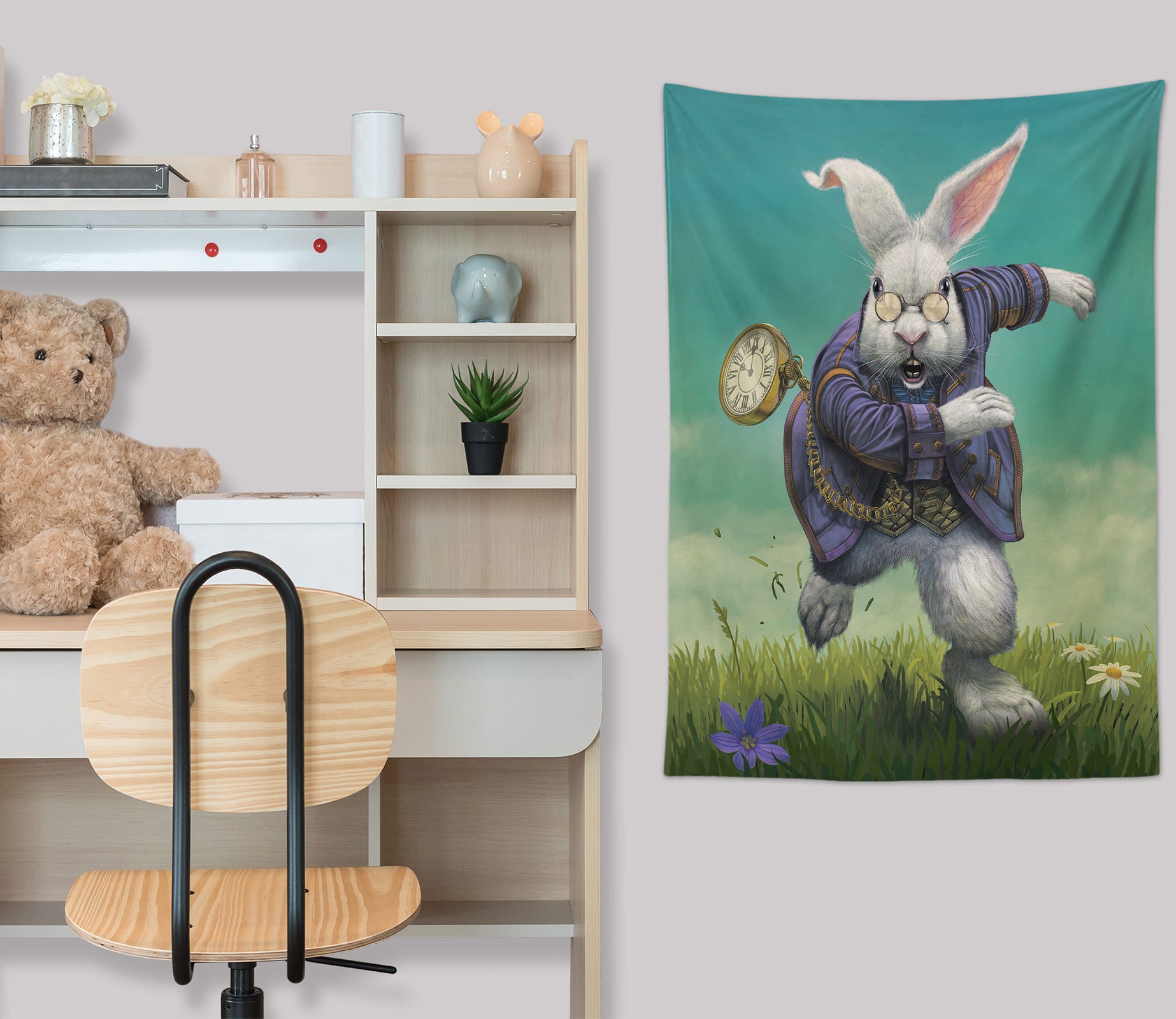 3D Pocket Watch Rabbit 11752 Vincent Tapestry Hanging Cloth Hang
