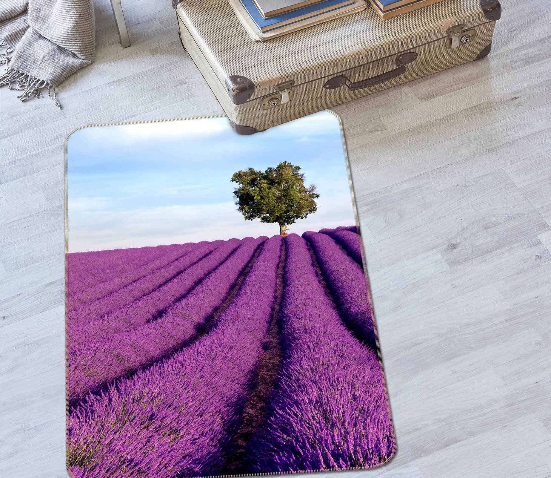 3D Lavender Flowers 32229 Non Slip Rug Mat