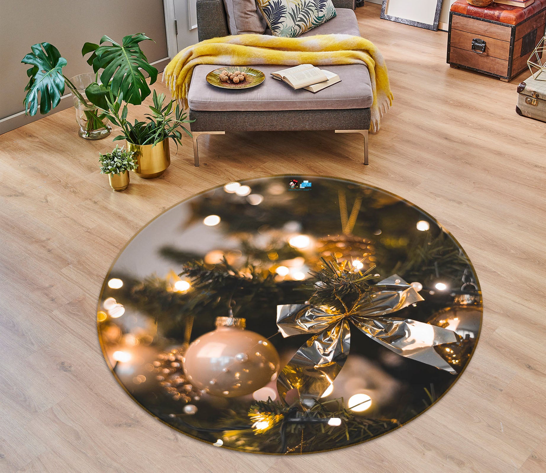 3D Ball Pendant 75111 Round Non Slip Rug Mat