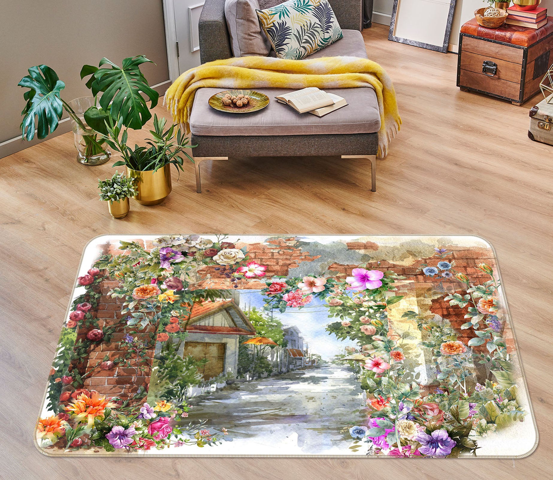 3D Houses Flower 30166 Non Slip Rug Mat