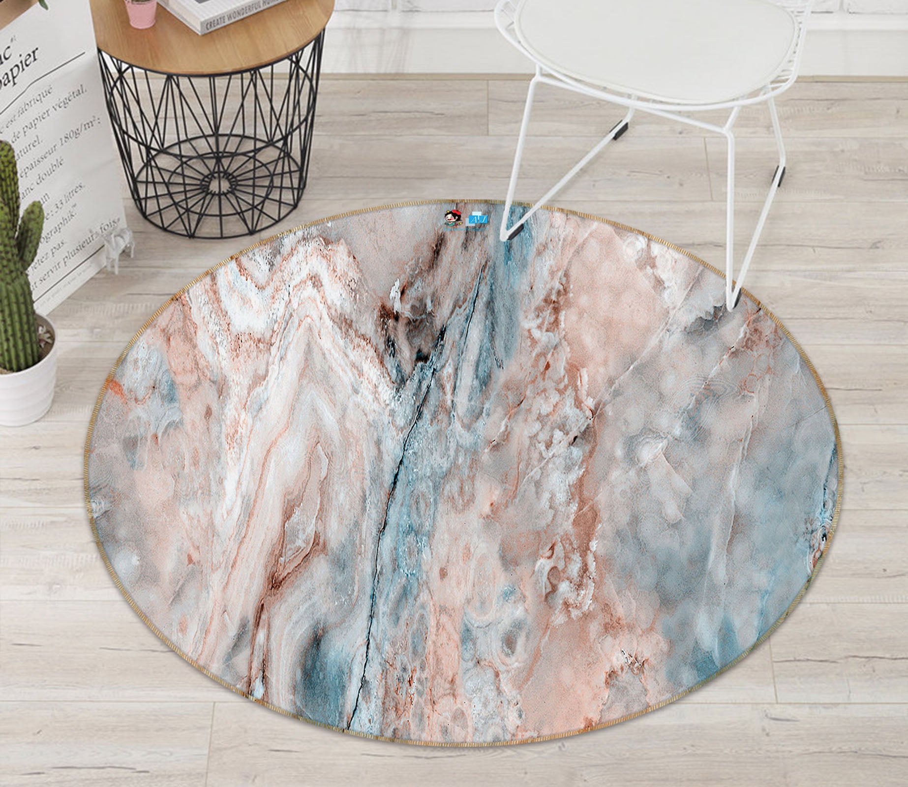 3D Marble 71156 Round Non Slip Rug Mat