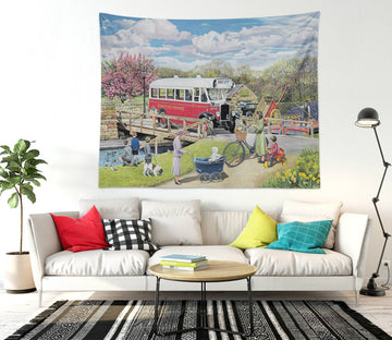 3D Bus Grassland 11293 Trevor Mitchell Tapestry Hanging Cloth Hang