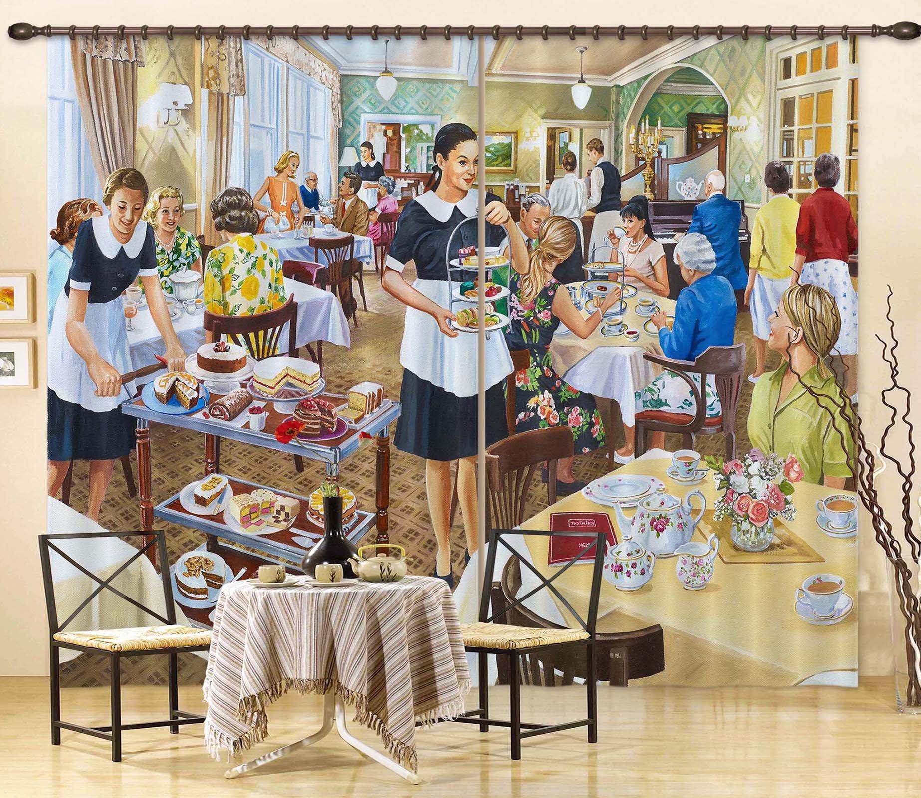 3D Afternoon Tea 708 Curtains Drapes Wallpaper AJ Wallpaper 