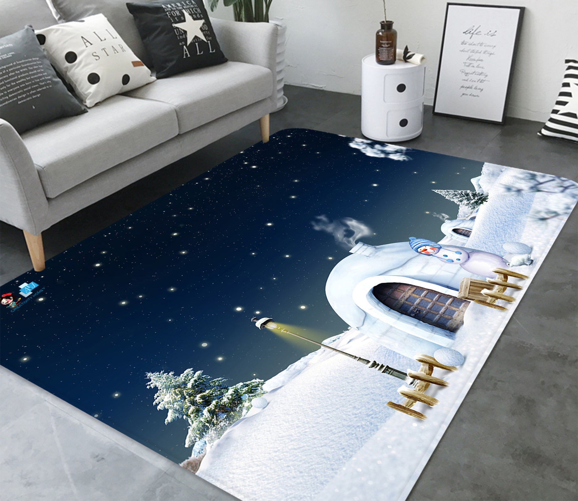 3D Snowfield 65196 Christmas Non Slip Rug Mat Xmas