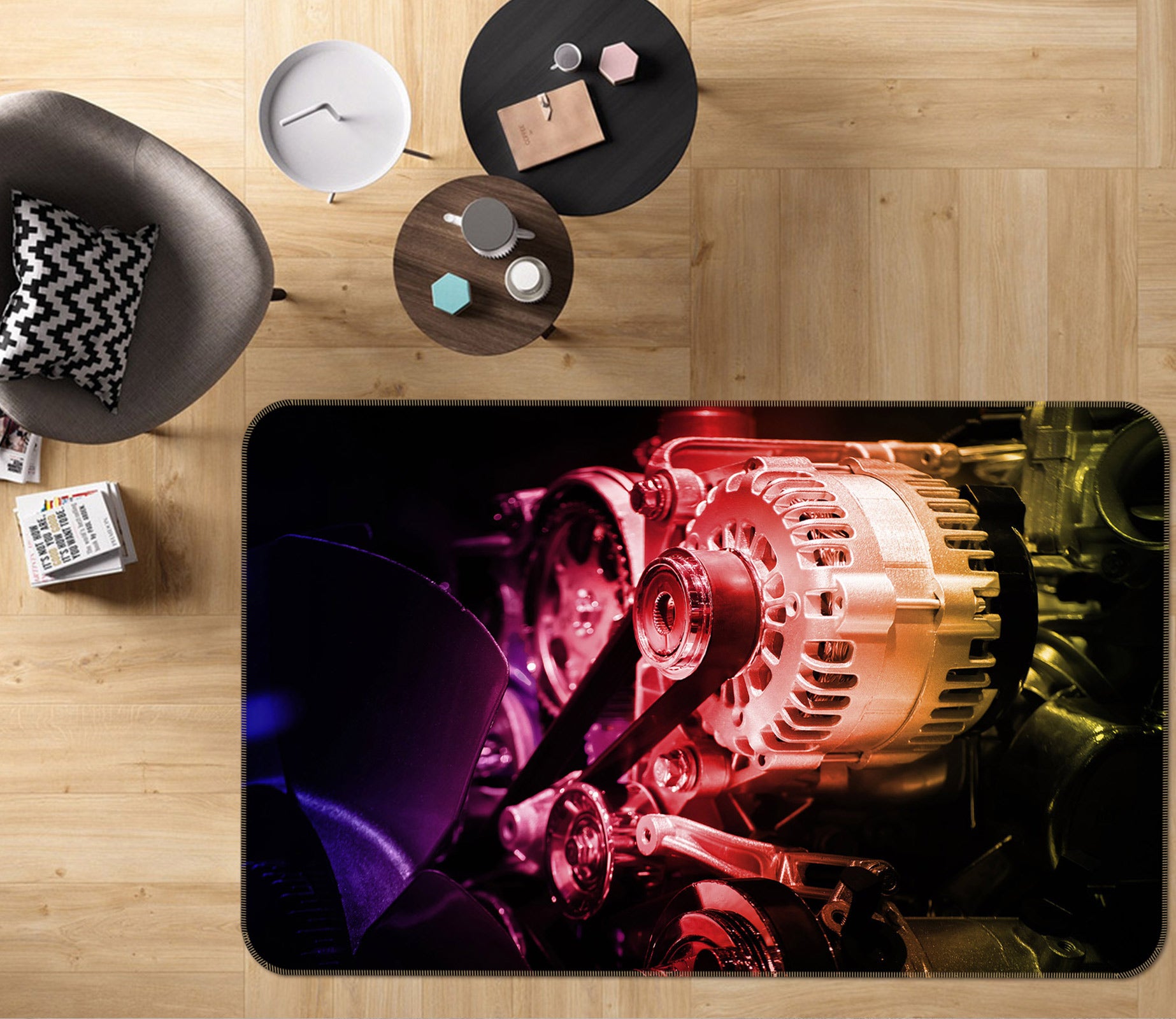 3D Car Engine 67228 Vehicle Non Slip Rug Mat