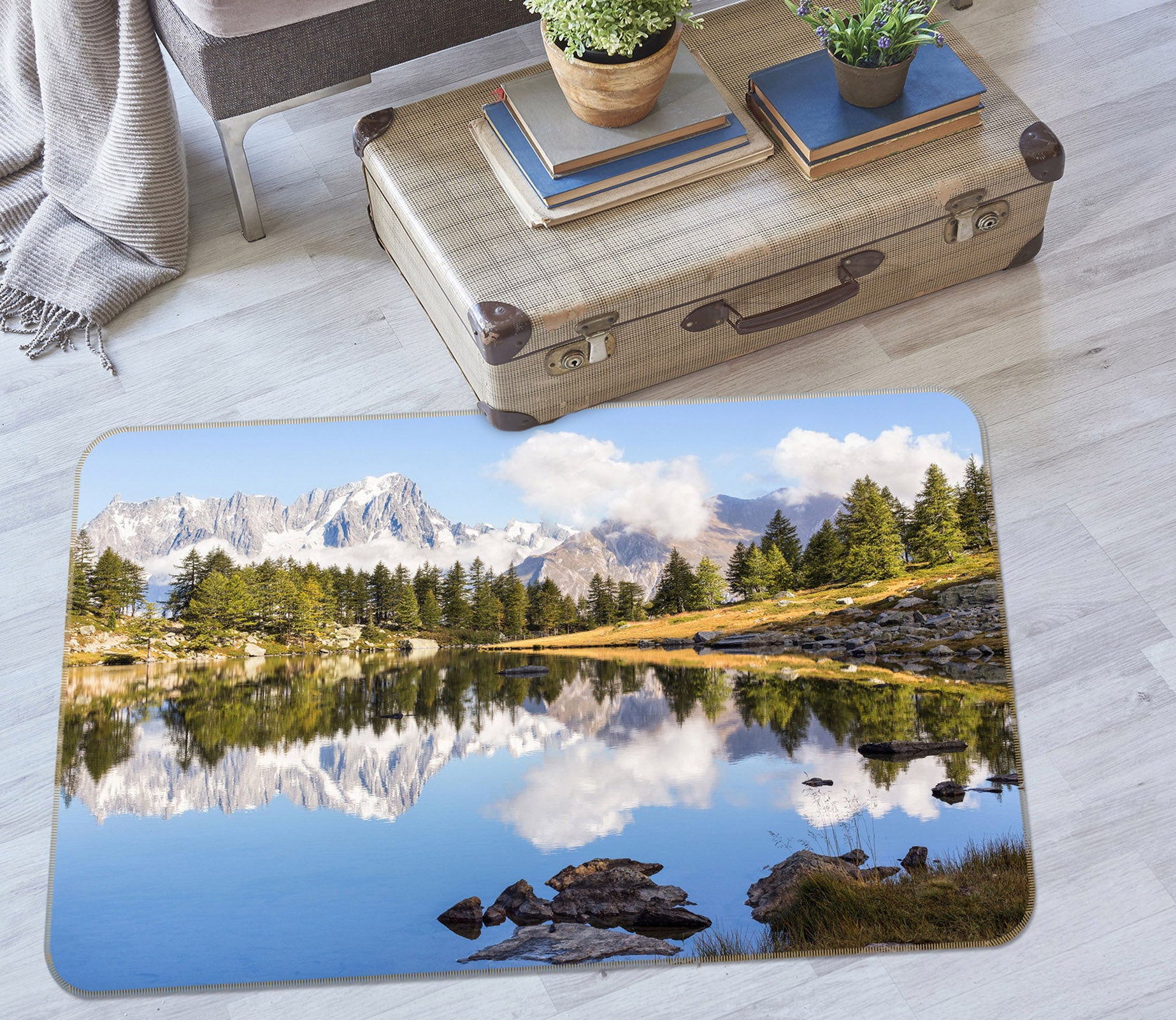 3D Mountain Lake 29178 Non Slip Rug Mat