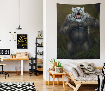 3D White Tigerilla 11742 Vincent Tapestry Hanging Cloth Hang