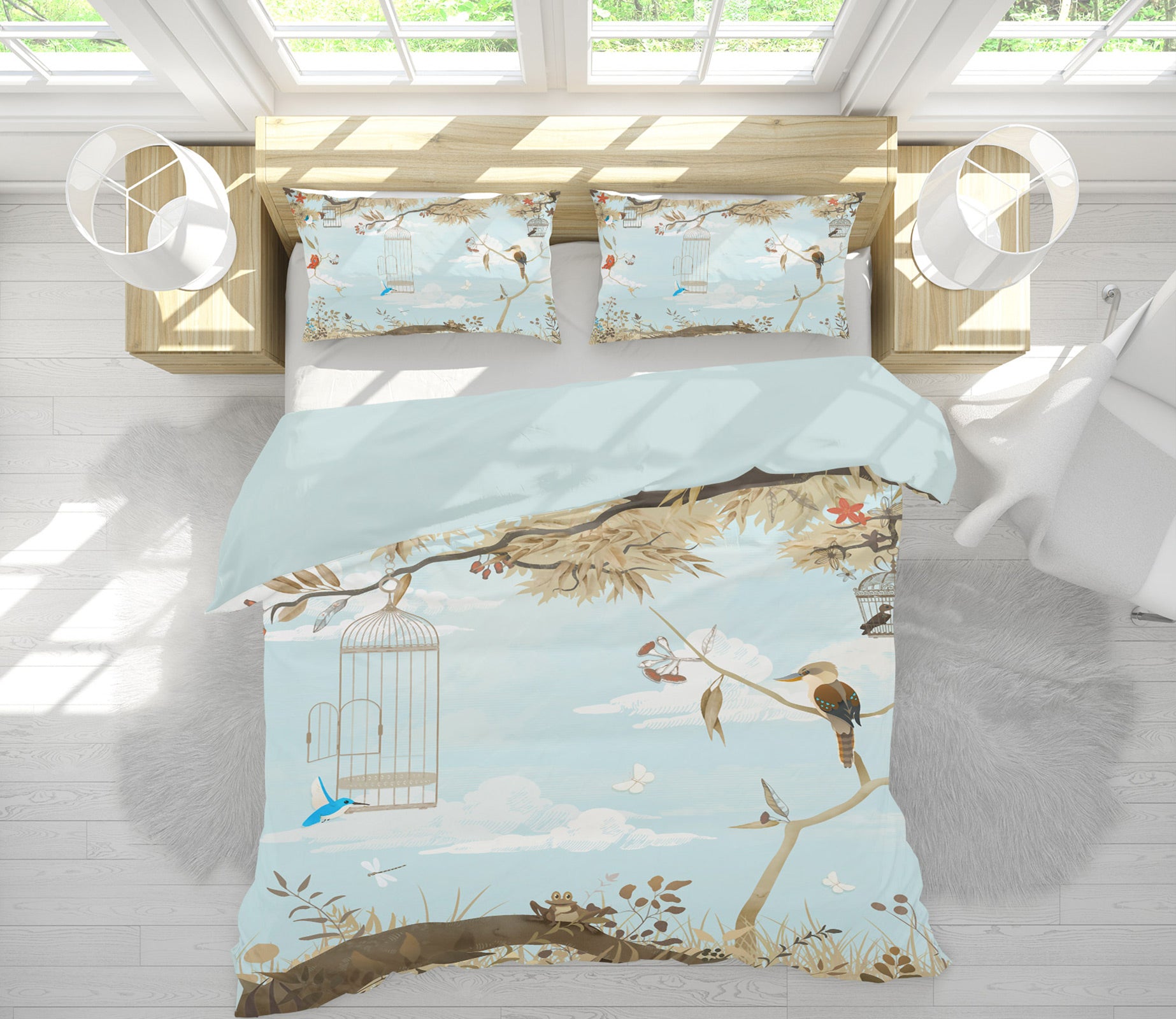 3D Branches Bird 13101 Bed Pillowcases Quilt